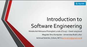 Materi RPL: Lecture 01 Introduction to Software Engineering